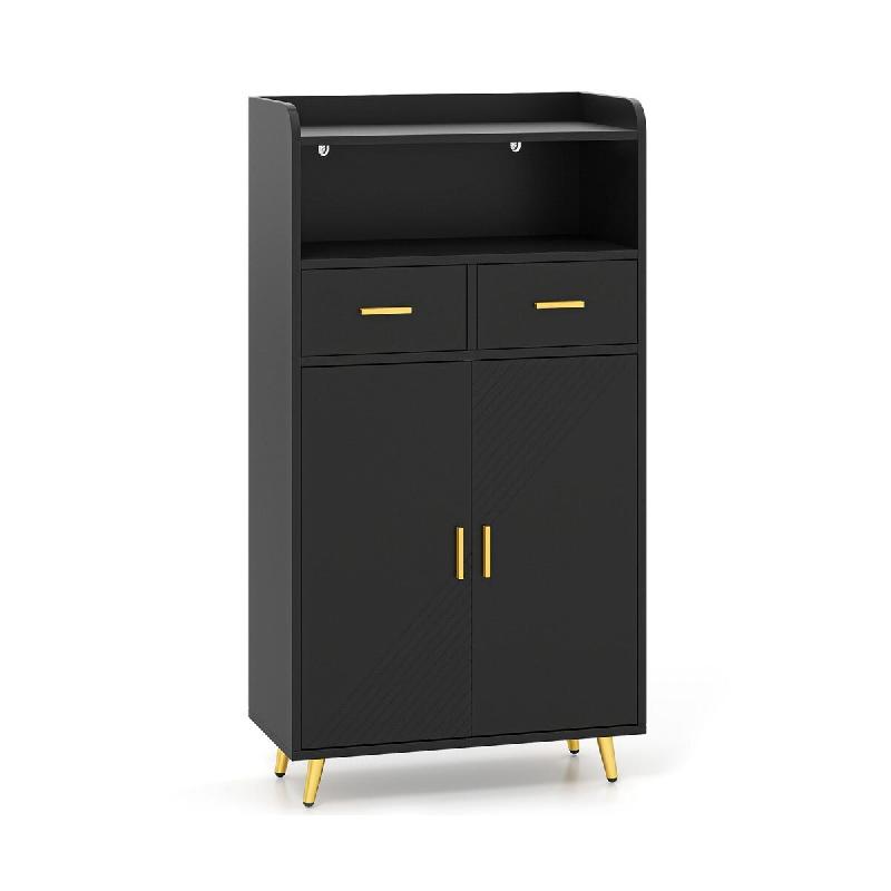 Helloshop26 - Buffet armoire de rangement 60 x 30 x 113 cm avec 2 tiroirs et étagère réglable style moderne en bois noir 20_0010241 - noir Bois mas_0