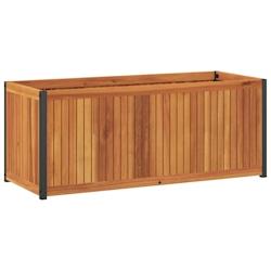 Helloshop26 - Jardinière bac lit surélevé plantes fleurs terrasse jardin 110 x 45 x 44 cm bois massif d'acacia et acier marron 02_0037359 - 3000213_0