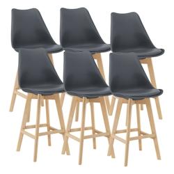 Helloshop26 - Lot de 6 tabourets de bar plastique synthétique hêtre 105 x 48 x 58 cm gris 03_0008726 - 3001948747764_0