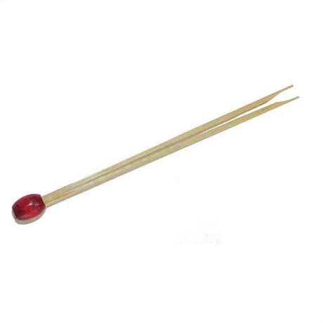 PIQUE BOULE ROUGE DOUBLE POINTE 8 CM BAMBOU NATUREL (VENDU PAR 100)