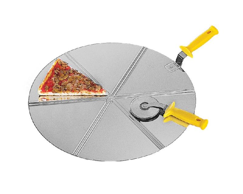 Plateau rond de découpe avec manche en inox - Ø 45 cm - 6 portions - Fabrication italienne_0