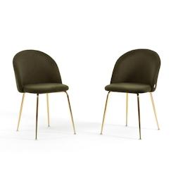 RATTATAN Lot de 2 chaises en tissu teddy d’intérieur, pieds en métal, rembourrées pour cuisine, salle à manger, restaurant – Sara Teddy – Ve_0