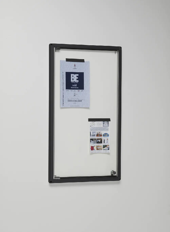 Vitrine d'affichage B158VA - aluminium laqué noir - compacte et sécurisée, 51x88x2,5 cm_0