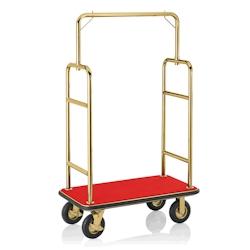 WAS Germany - Chariot à bagages, 113 x 62 x 183 cm, doré, tapis rouge, acier inoxydable (2225001) - rouge inox 2225 001_0