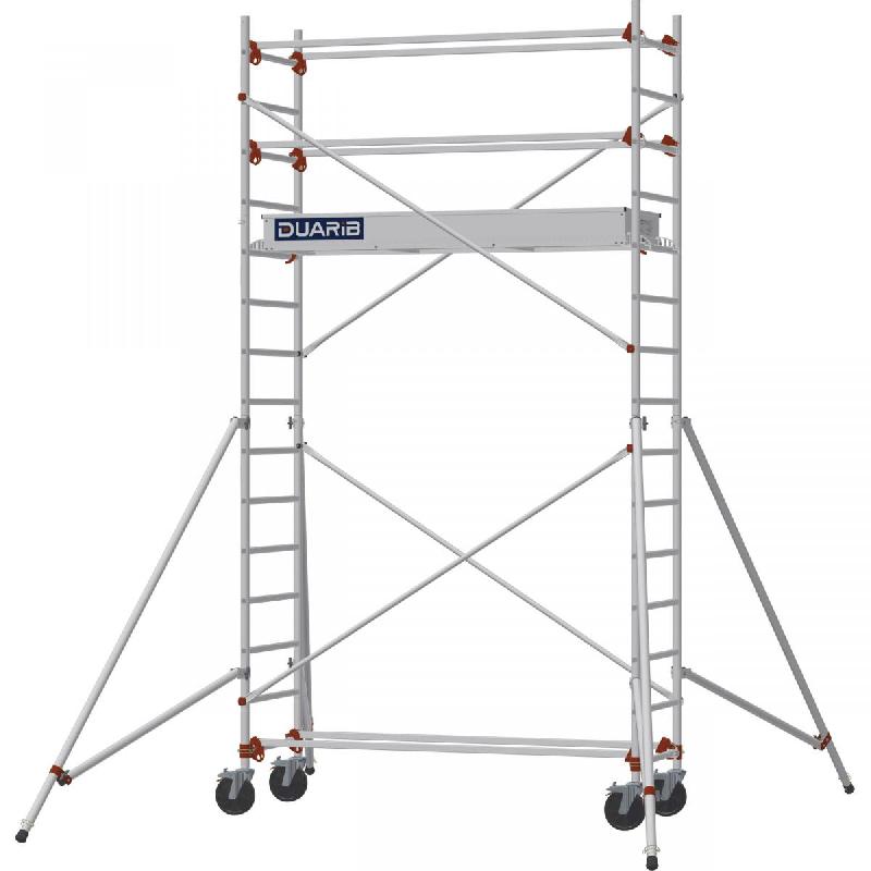 Échafaudage roulant aluminium AL 205 version standard - Hauteur de travail : 4,90 m - DUARIB - 613713_0