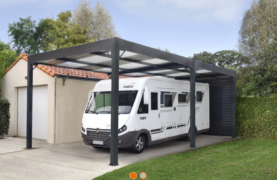 Abri camping car ouvert / structure en acier / toiture monopente_0