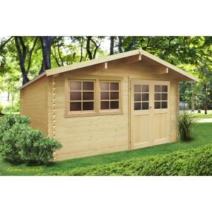 Abri de jardin en bois 28mm - Niort S8308 - sans plancher - 16,83m² avec double porte vitrée et serrure sécurisée_0