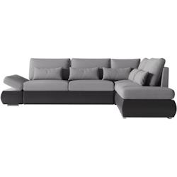 Canapé d'angle réversible convertible SEVARA 4 places - PU et tissu Gris - Coffre de rangement - L267 x P200 x H90 cm LOUNGITUDE - 3666749566121_0