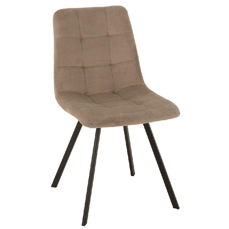 Chaise de salle à manger MILENA beige - métal noir et velours doux_0