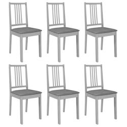 Décoshop26 - Lot de 6 chaises de salle à manger avec coussins d'assise design classique cadre en bois gris DEC025469 - gris 3000255261840_0