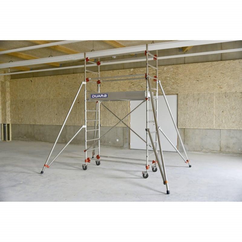 Echafaudage roulant alu - altitude alu - long. 1m65 - base plian - gc lisses - DUARIB ld | 613352_0