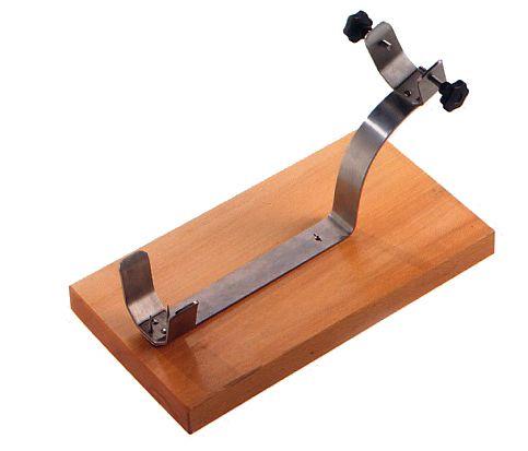 Étau pour jambon 'Lilly' en inox - base en bois - fabrication italienne_0