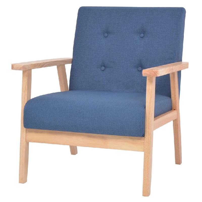 Fauteuil lounge design en tissu bleu - Confortable et durable - 64,5x67x73,5 cm_0