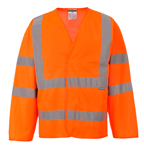 Gilet 2 bandes & baudrier manche longue orange c473, lxl_0