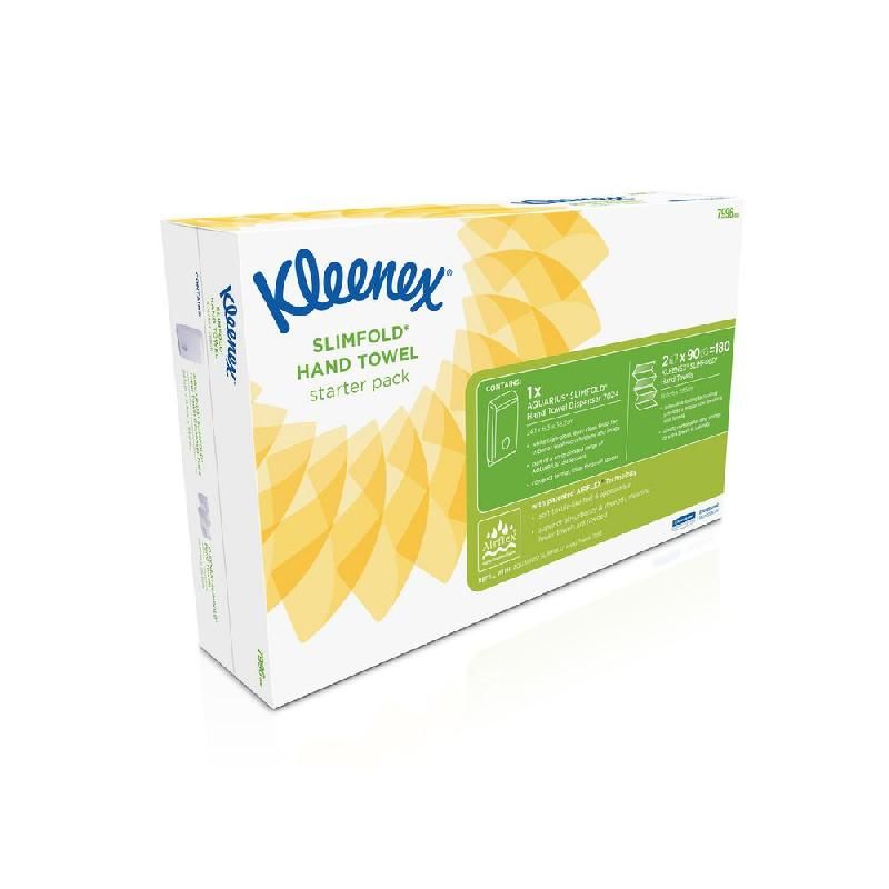 KLEENEX® KIT DE DÉMARRAGE AVEC ESSUIE-MAINS SLIMFOLD ET DISTRIBUTEUR AQUARIUS* SLIMFOLD BLANC