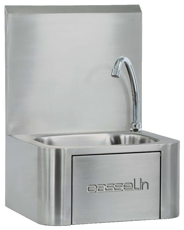 Lave-mains Casselin - acier inox AISI 304 - commande fémorale temporisée, large cuve rectangulaire_0