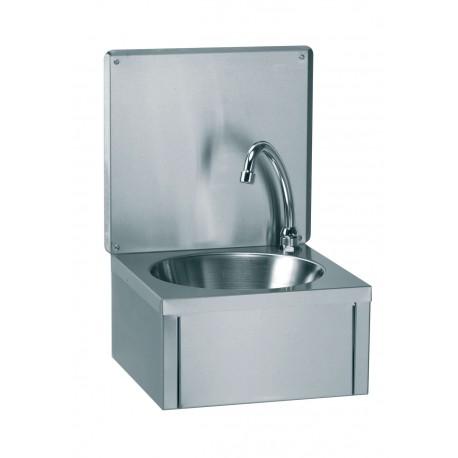 Lave-mains inox mural avec dosseret - Cuve ø 275 mm - Commande au genou - lvmains_0