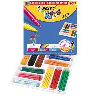 PACK DE 144 FEUTRES DE COLORIAGE VISA BIC KIDS - POINTE FINE - 12 X 12 COULEURS ASSORTIES