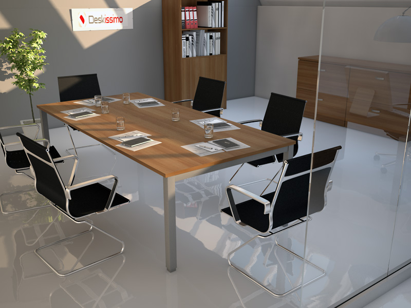 Table de réunion rectangle Akka - Plateau bois mélaminé - Largeur jusqu'à 450 cm - Piètement arche en acier_0
