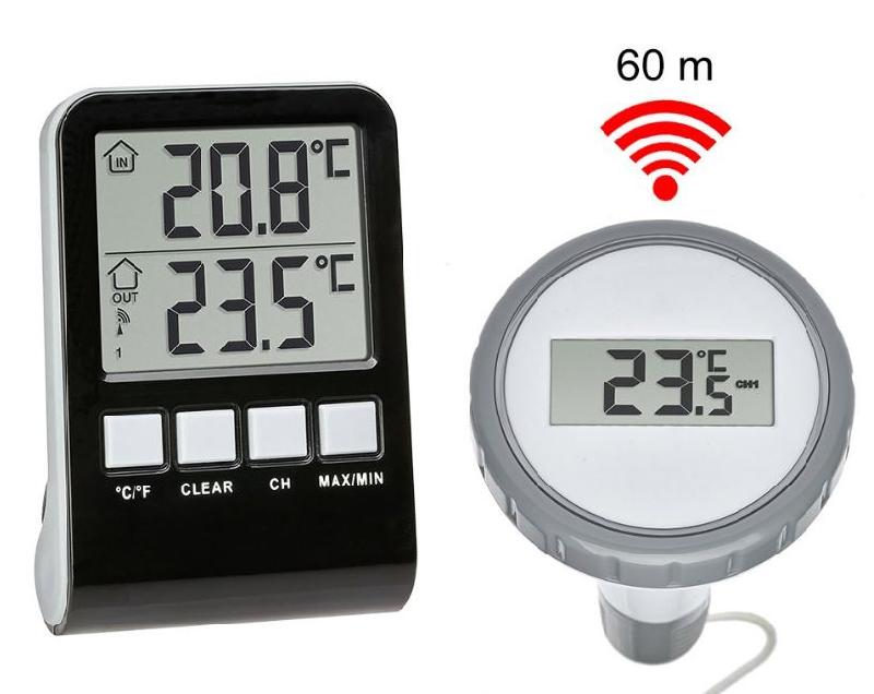 Thermomètre digital - ambiant + emetteur flottant pour piscine - 3 canaux #3010t_0
