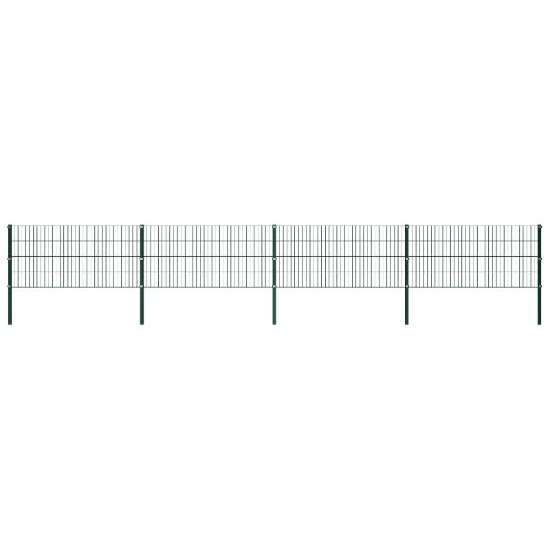 Vidaxl panneau de clôture avec poteaux fer 6,8 x 0,8 m vert 278607_0