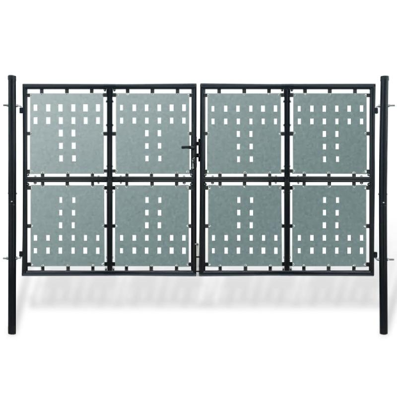 Vidaxl portail simple de clôture noir 300x250 cm 141695_0