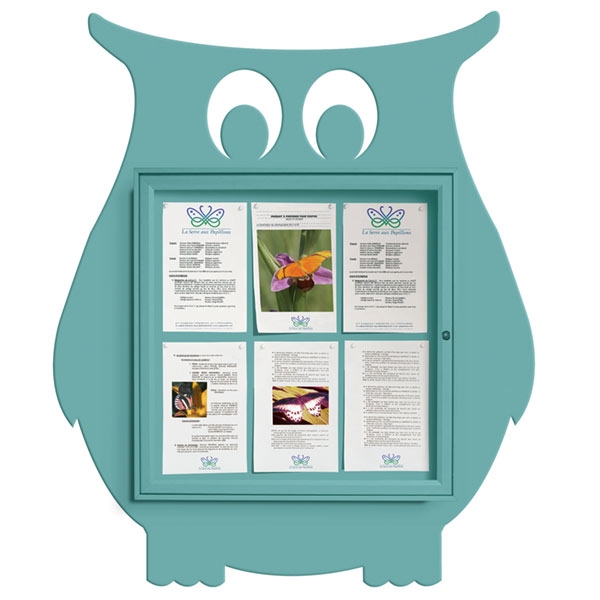 Vitrine d'affichage extérieure 6 feuilles A4 - Forme hibou - Aluminium, plexichoc et sécurité_0