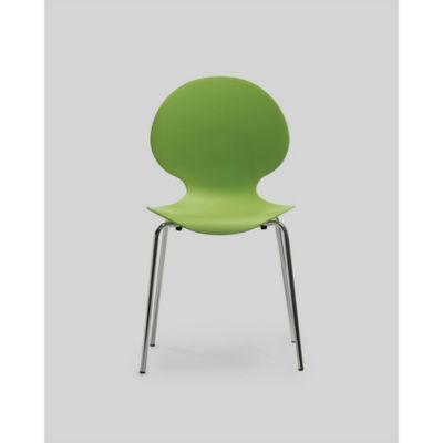 Chaise coque plastique empilable Naémie en polypropylène vert, pieds chromés (Lot de 4)_0