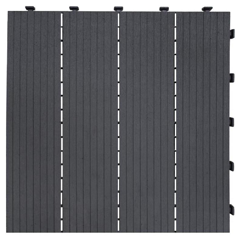 Dalle de terrasse grise 45x45cm PRGOMDJ101 - système quick-click, drainage, caoutchouc recyclé_0