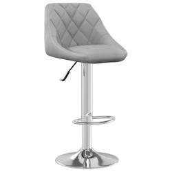 Décoshop26 - Tabouret de bar x1 chaise haute en velours gris clair coutures losanges et acier DEC029481 - gris 3000257397394_0