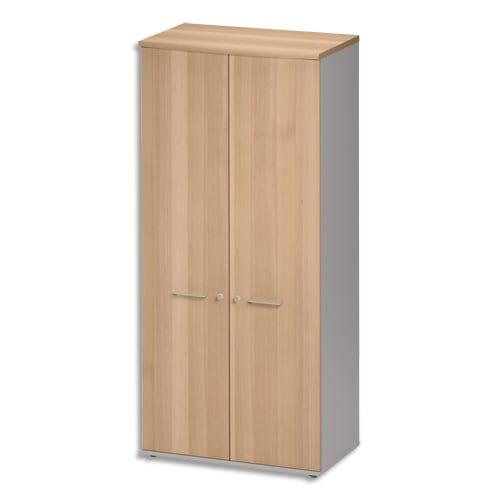 Gautier office armoire 2 portes pleines jazz hêtre gris clair - dimensions : l80 x h183 x p48 cm_0