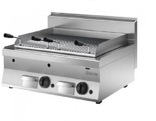 Grill à pierres de lave à gaz - Bartscher - 2 zones de chauffe - 14,0 kW - Acier inoxydable - L 800 x P 650 x H 295 mm_0