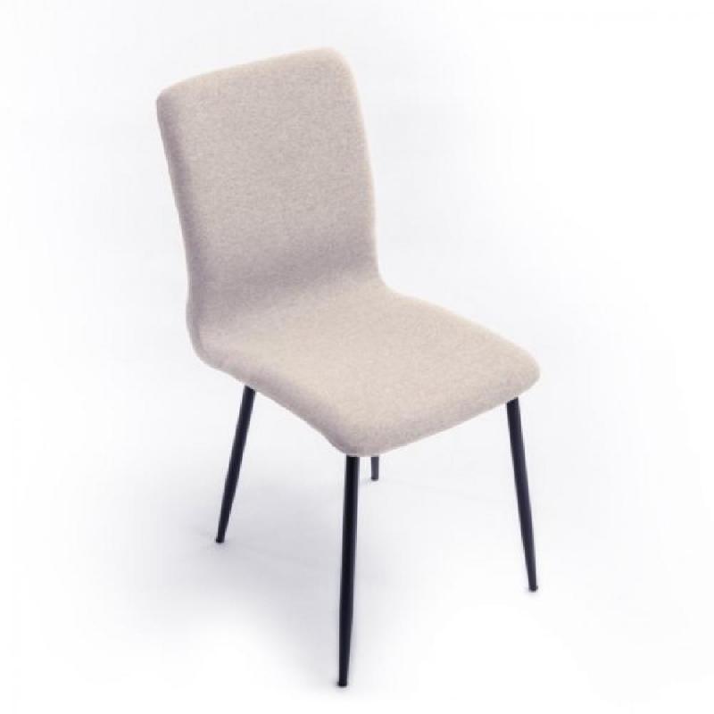 Lot de 2 chaises Sylvio - tissu beige, structure bois et métal, design chic et confortable_0