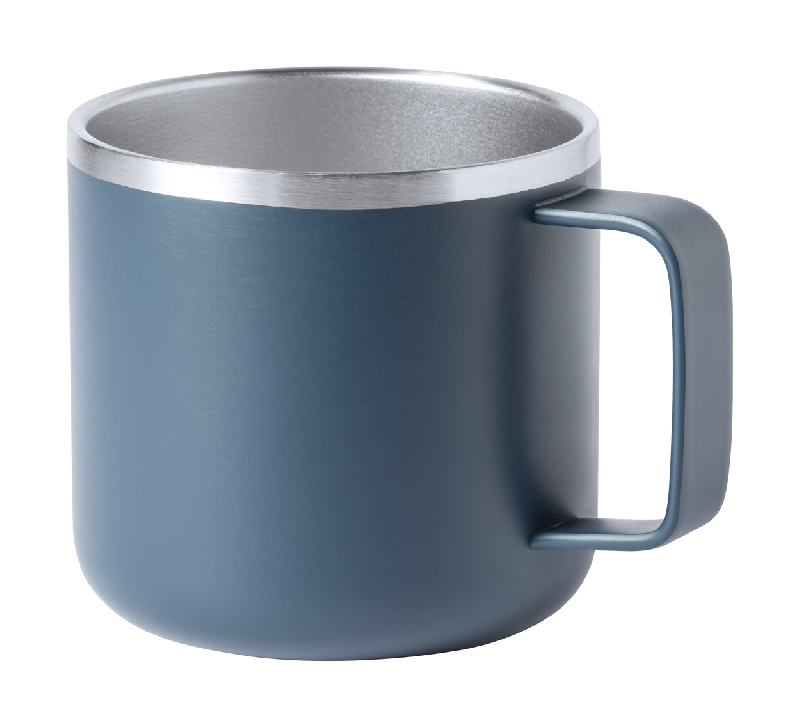 Mug en inox - double paroi - finition colorée - 350 ml - bleu foncé_0