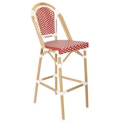 Oviala Business Chaise haute de jardin en alumunium et rotin synthétique blanc + rouge - rouge aluminium 112610_0