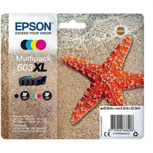 Pack de 4 cartouches d'encre (noire,cyan,magenta,jaune) original epson 603xl (c13t03u64010)_0