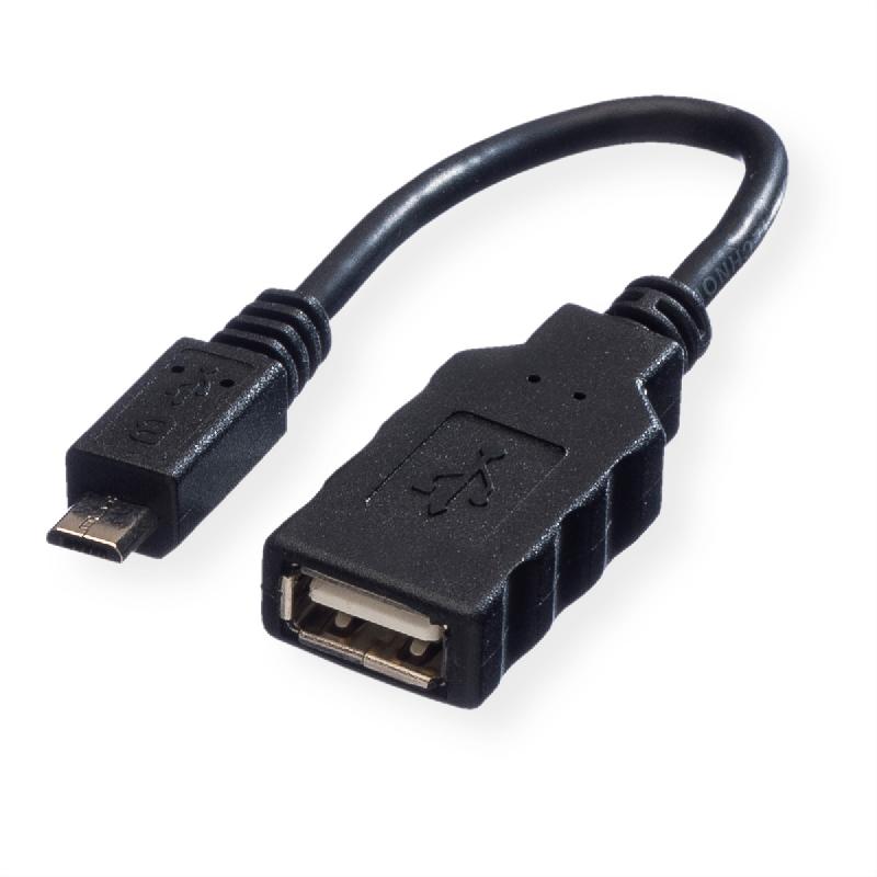 Roline câble usb 2.0, usb a femelle - micro usb b mâle, otg, 0,15 m_0