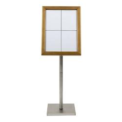 Securit® Set de Support de Menu – Cadre à Finition Bois – Acier Inoxydable – Affiche 4xA4 – 23,6 kg - marron inox ECM-125-4A4WLTE-COMP_0