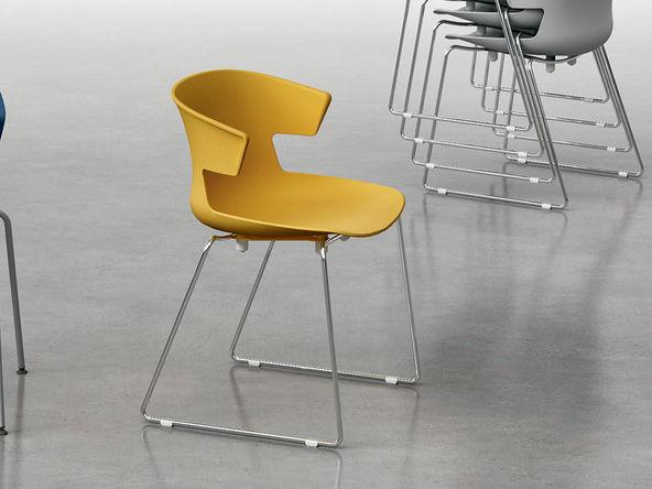 Lot de 2 chaises empilables Dextra - polypropylène - pieds fil d'acier chromé - Etner_0