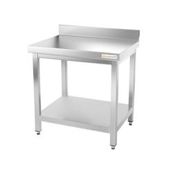 Table de travail en inox 500 x 500 mm adossée PREMIUM / GOLDINOX - gris inox 3701770805495_0