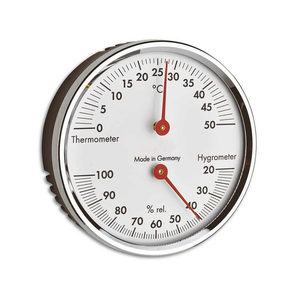 Thermomètre - Hygromètre mécanique - Boitier laiton chromé - Format mini - 4541T_0