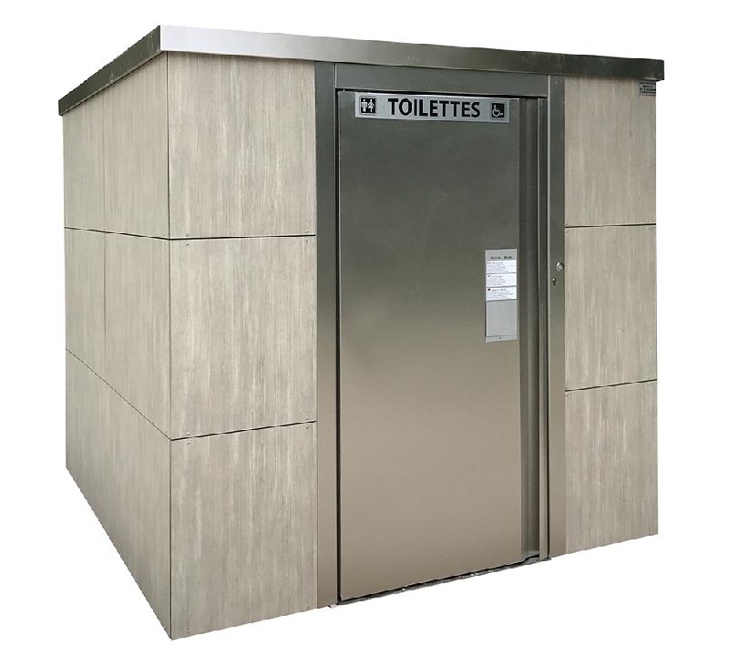 Toilette automatique - finition Trespa gris clair - cabine PMR et local technique_0