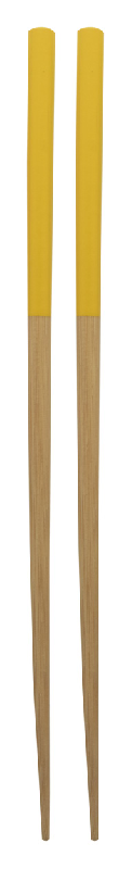 Baguettes en bambou - set de 2 avec extrémités peintes - couleur jaune - 16g_0