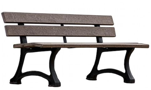 Banc plastique recyclé - modèle français réf. 3000120 - 5 lames renforcées et piètements en fonte_0