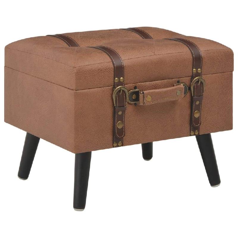 BANQUETTE POUF TABOURET MEUBLE TABOURET DE RANGEMENT 40 CM MARRON SYNTHÉTIQUE 3002173_0