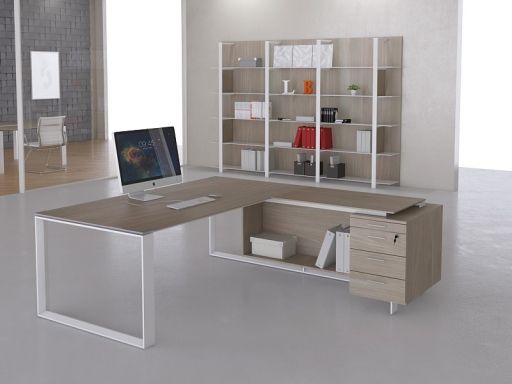 Bureau de direction avec retour et caisson en deux dimensions 180 x 100 ou 200 x 100 cm - HOOVER_0
