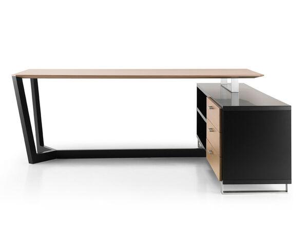 Bureau droit professionnel en placage bois sur crédence Lorca - 3 tiroirs - 4 essences de placage bois - 5 coloris de laque mate_0