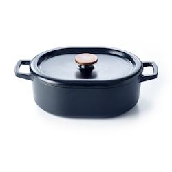 Cocotte Nori 31 cm en fonte -  550 cl Noir Ovale Fonte émaillée Beka 40x25 cm - noir 3458165141316_0