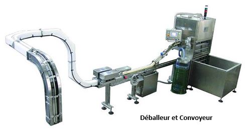 Déballeur de couvercles/convoyeur magnétique boites - constructeur  magnétec_0