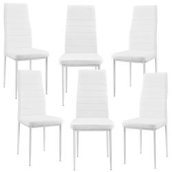 Décoshop26 - 6 x Chaises de salle à manger blanc avec rembourrage cuir synthétique 03_0000285 - blanc 3000039699784_0